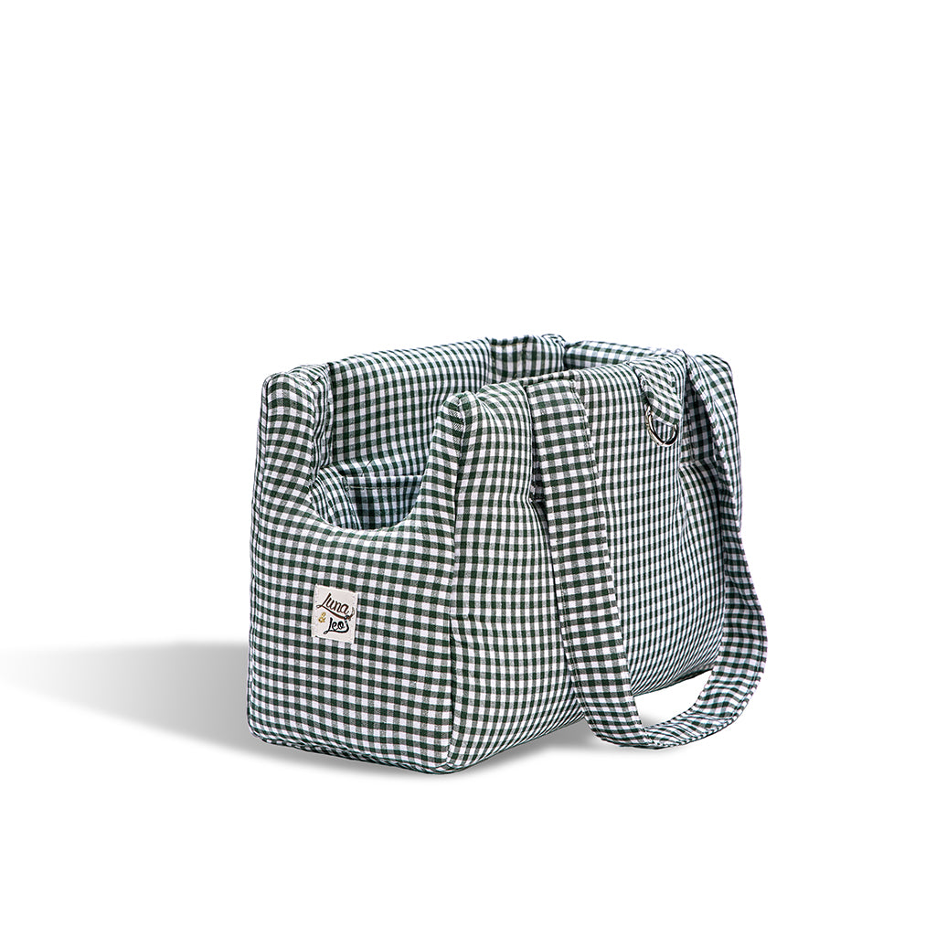 Dark green Vichy cotton bag