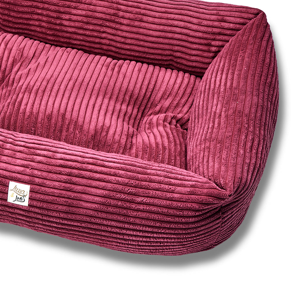 Bordeaux ribbed velvet sofa