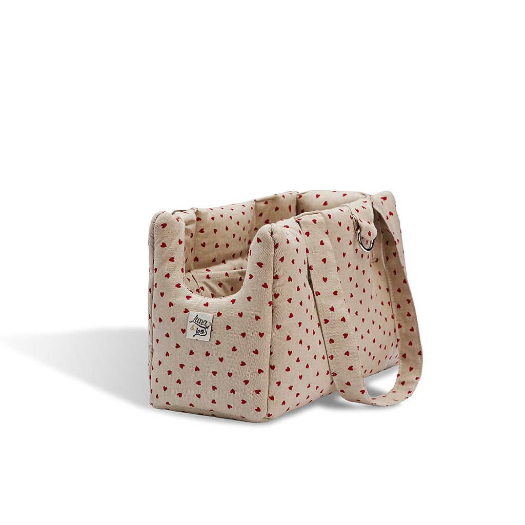 Borsa Cotone Panama Little Love Heart Red