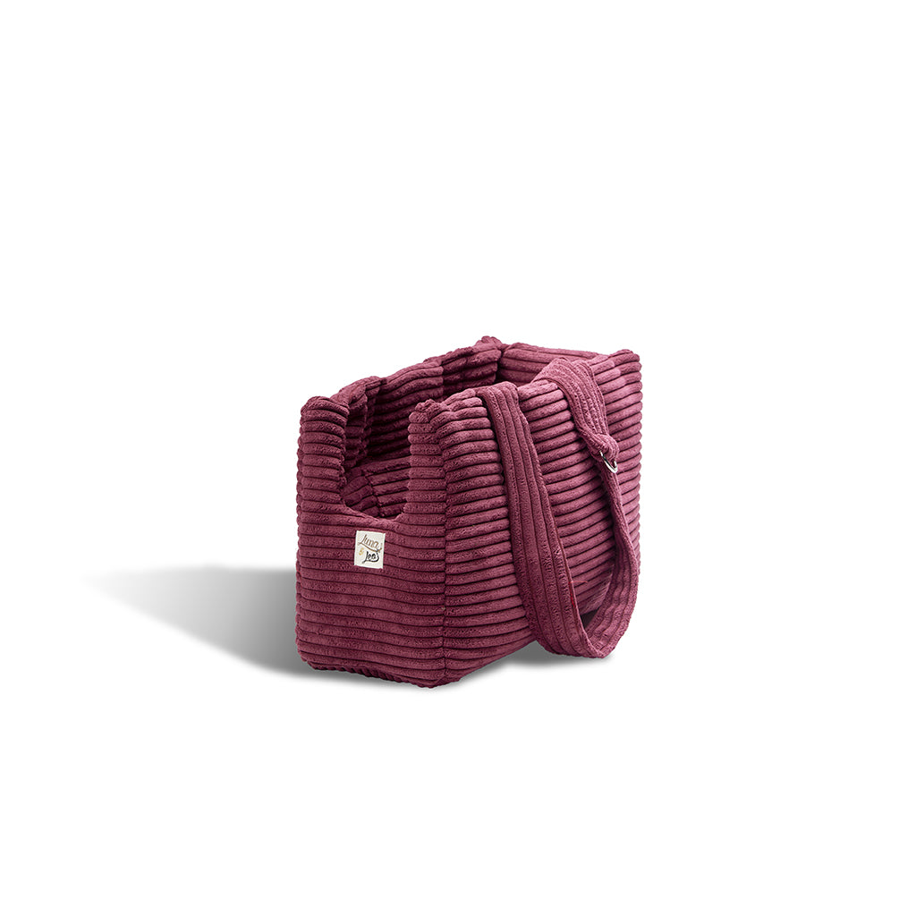 Borsa A Tracolla In Velluto A Coste Piccola Con Tasche Con Cerniera - Marrone, Regalo Donna - 3