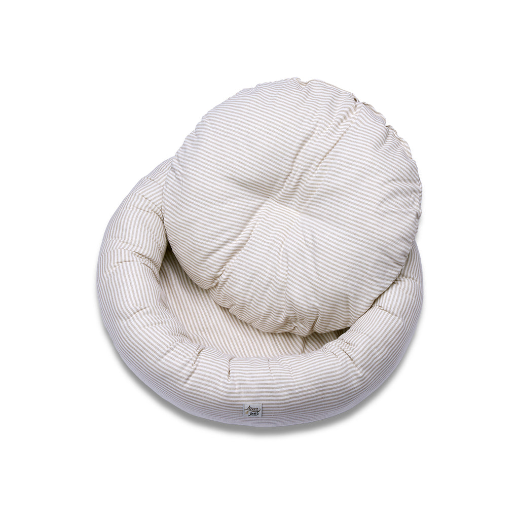 Cuccia Tonda Cotone Righe Beige