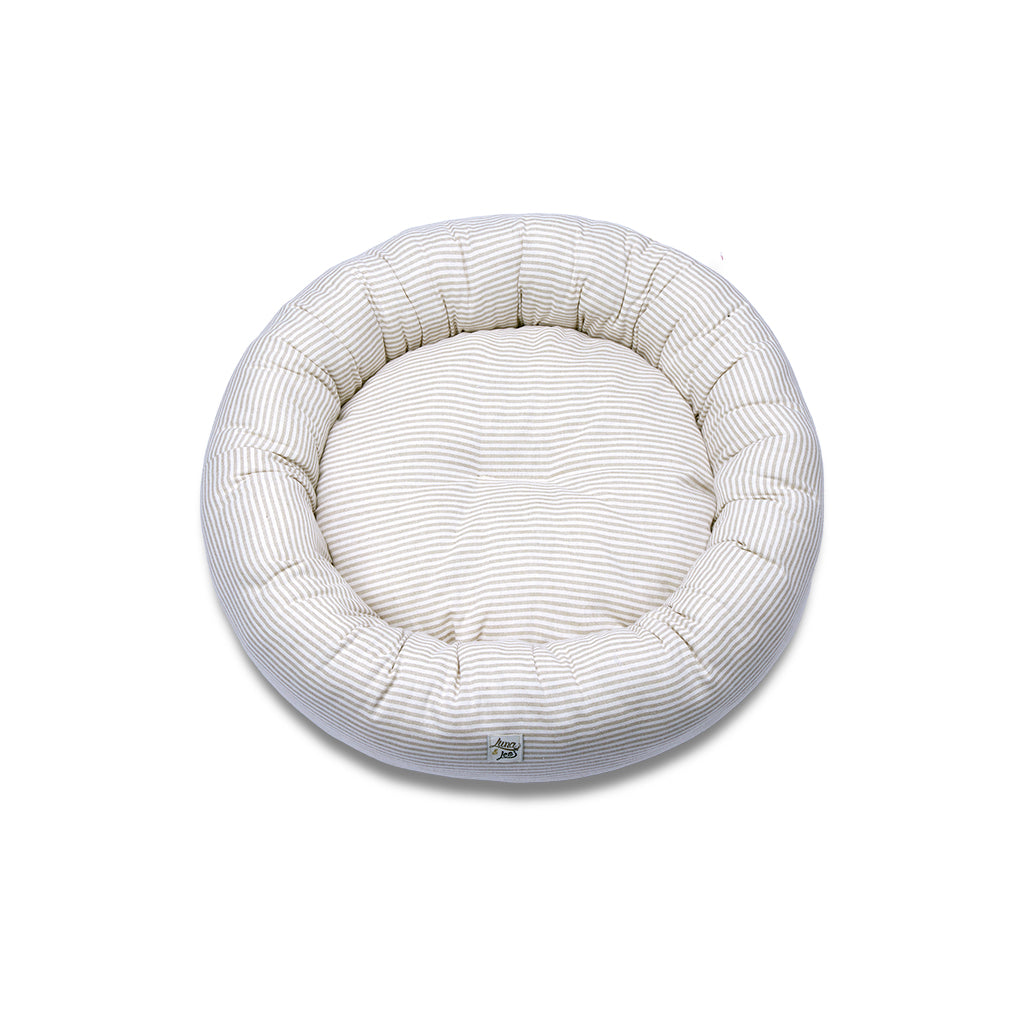 Cuccia Tonda Cotone Righe Beige
