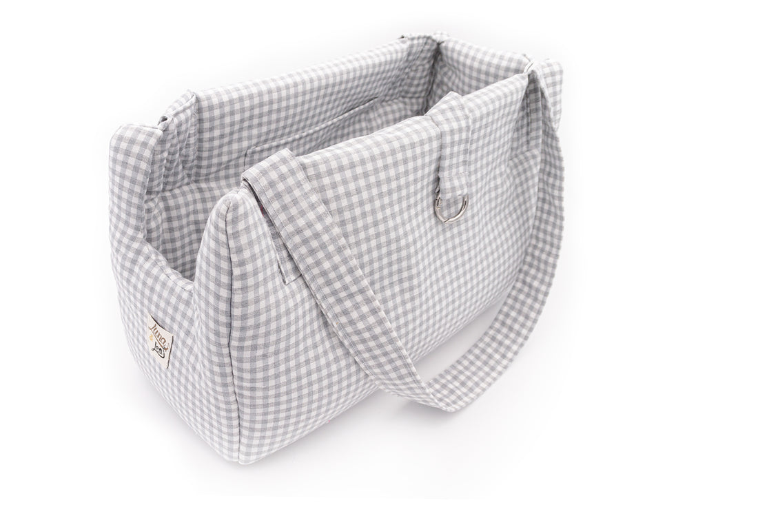 Light gray Vichy cotton bag