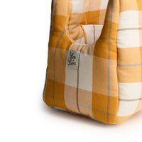 Borsa Cotone Panama Scozzese Trama Senape