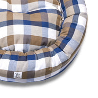 Cuccia Tonda Cotone Panama Scozzese Quadro Beige Bluette