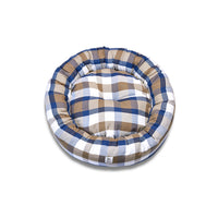 Cuccia Tonda Cotone Panama Scozzese Quadro Beige Bluette