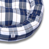 Cuccia Tonda Cotone Panama Scozzese Trama Blu