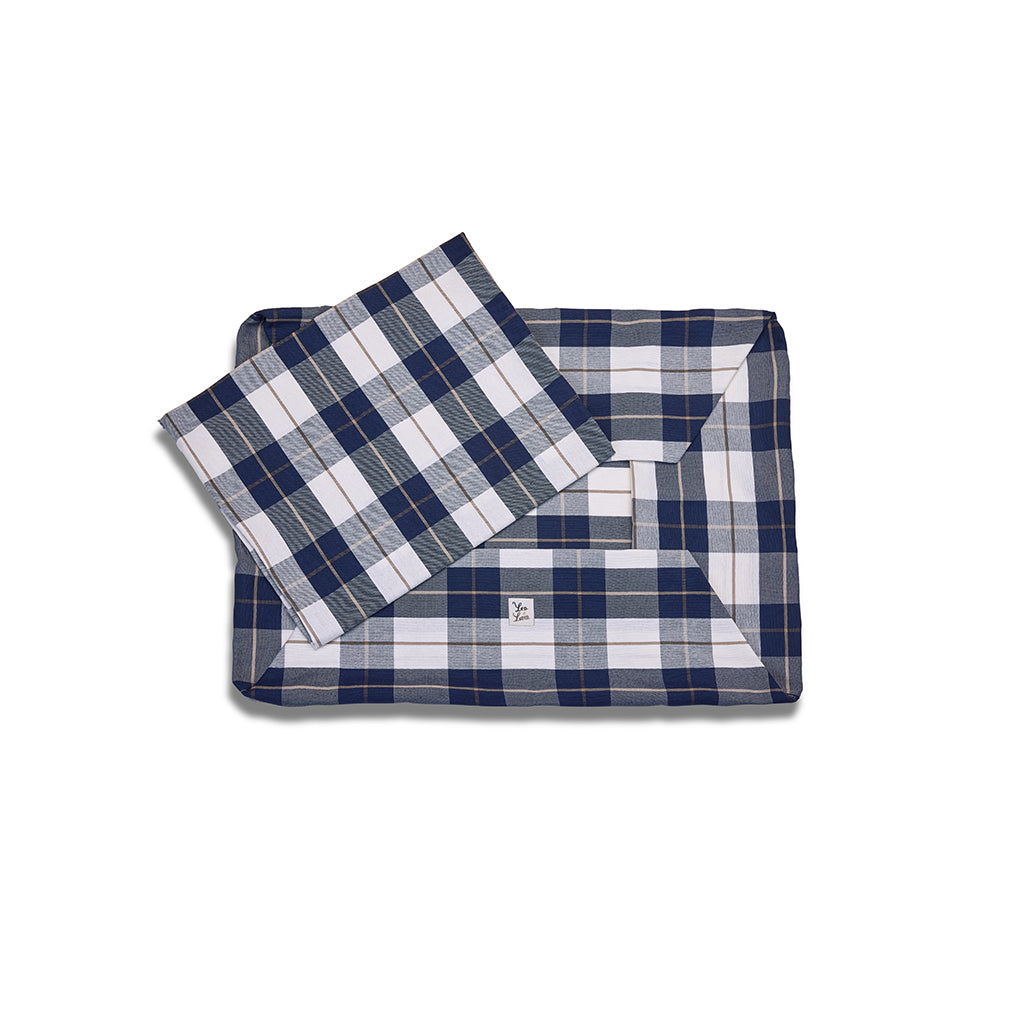 Cover Cotone Panama Scozzese Trama Blu