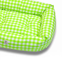 Divanetto per Cani Quadretto Verde Fluo | Made in Italy | Leo & Luna