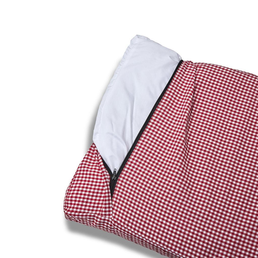Red Vichy removable mattress cover
