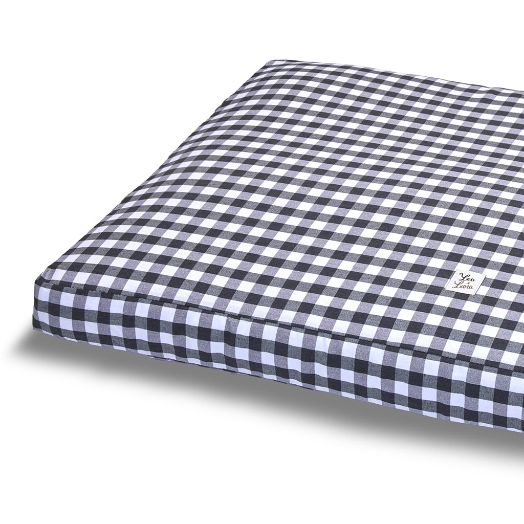 Cover Materassino Cotone Quadretto Grigio