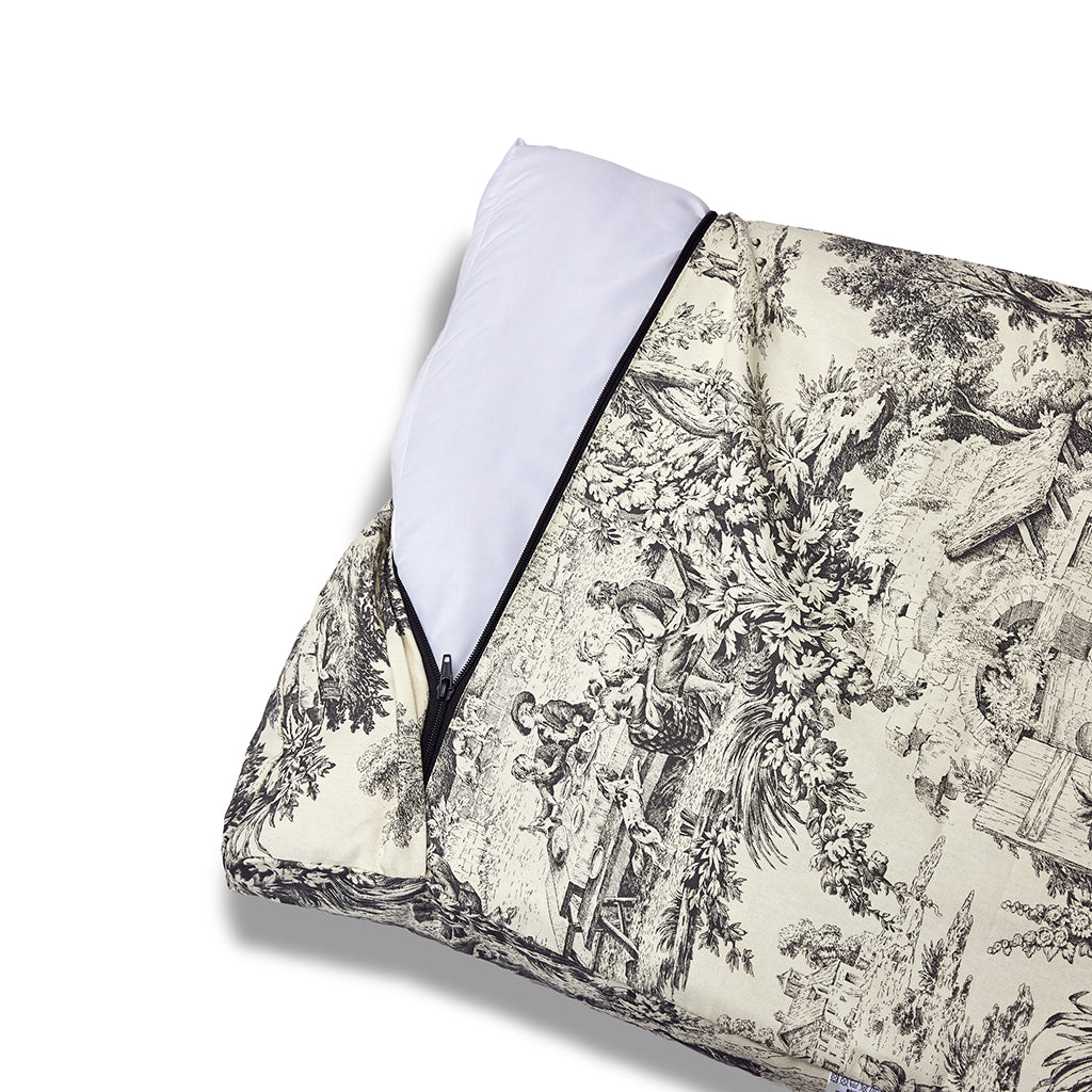 Removable mattress cotton premium toile de jouy gray