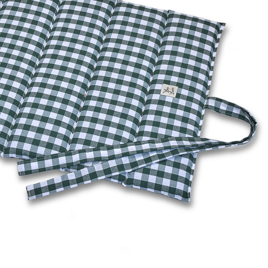Quiline rolling cotton green checkered cotton