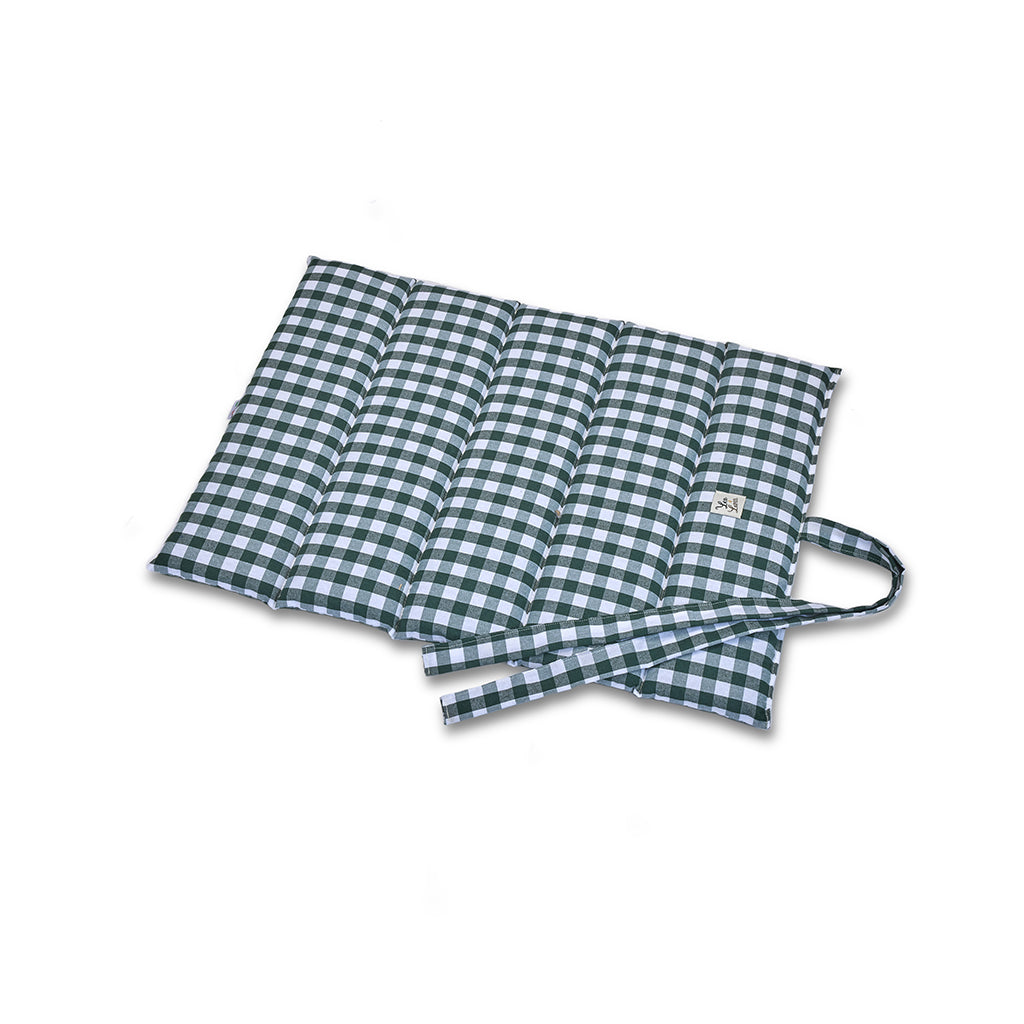 Quiline rolling cotton green checkered cotton