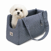 Borsa trasportino per cani Vichy Blu navy