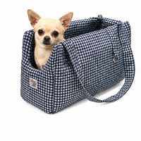 Borsa trasportino per cani Vichy Blu navy