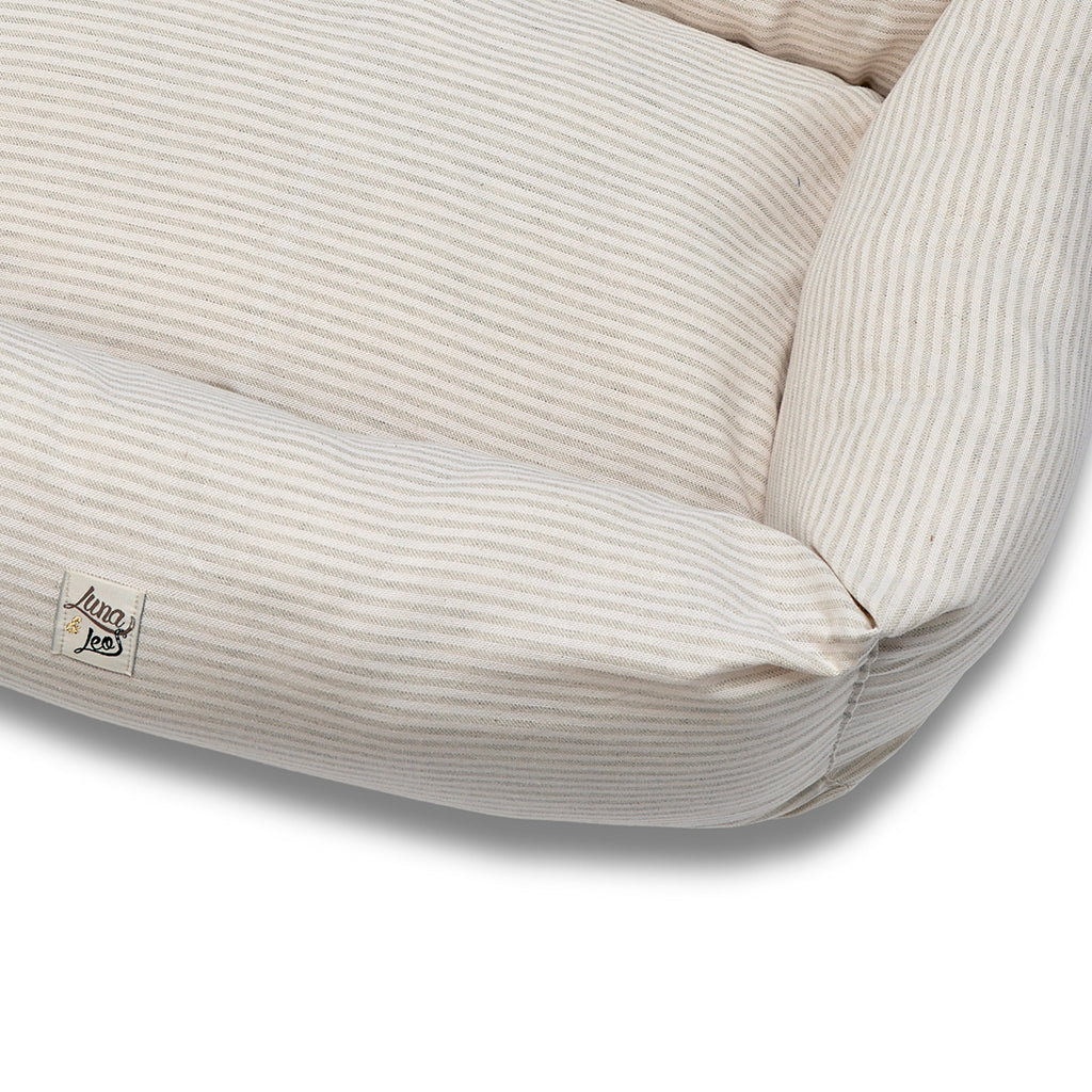 Gray striped cotton sofa