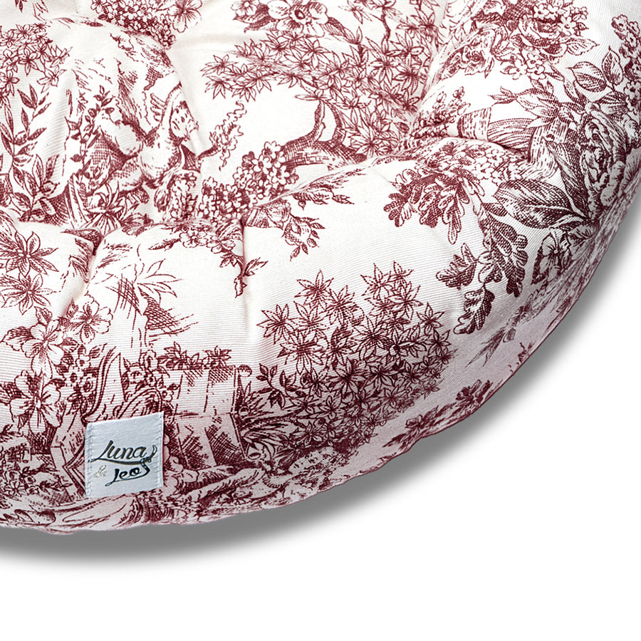Round Doghouse Toile De Jouy Red