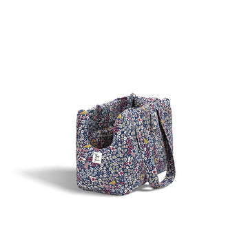 Borsa Cotone Panama Lovely Flower Blu