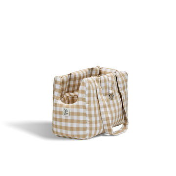 Borsa Cotone Quadretto Beige