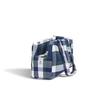 Borsa Cotone Panama Scozzese Quadro Verde Blu
