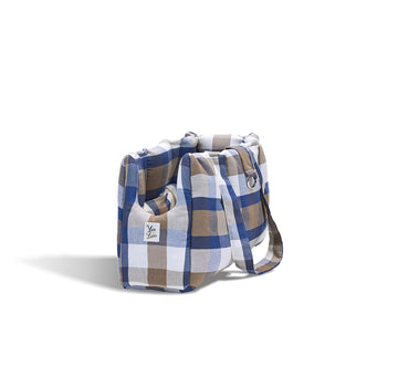 Borsa Cotone Panama Scozzese Quadro Beige Bluette