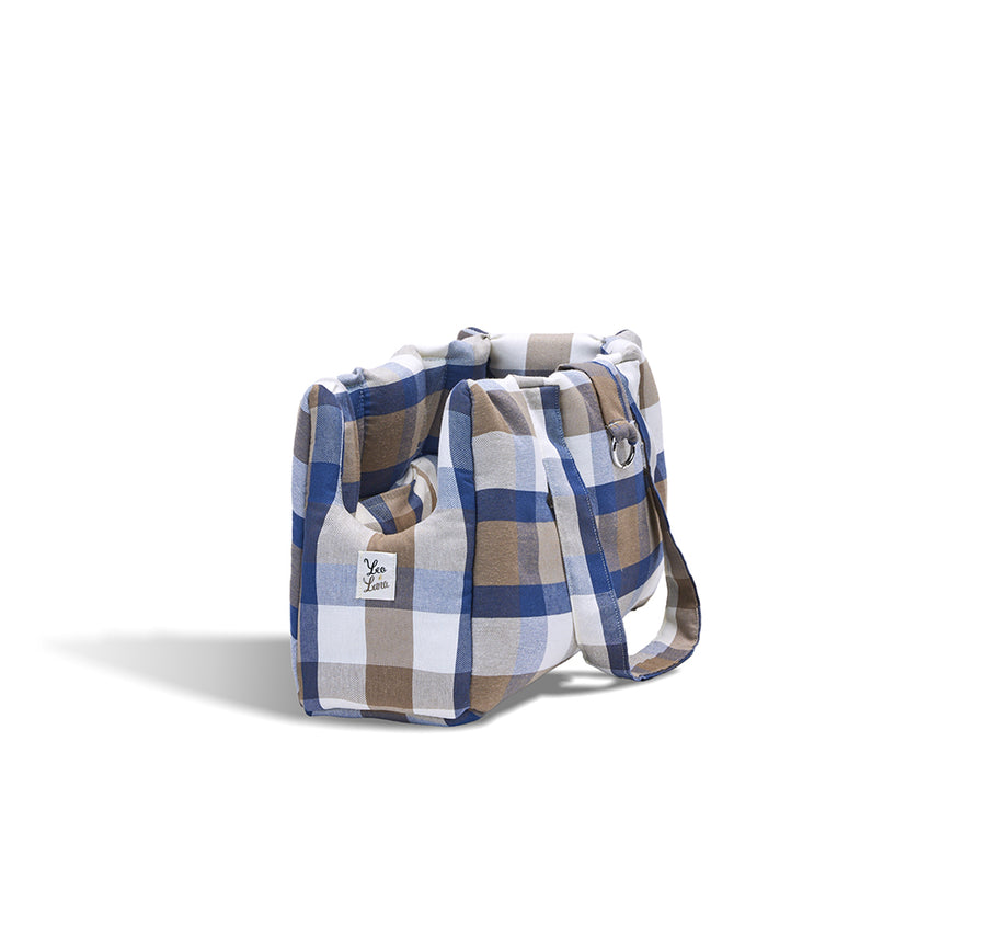 Borsa Cotone Panama Scozzese Quadro Beige Bluette