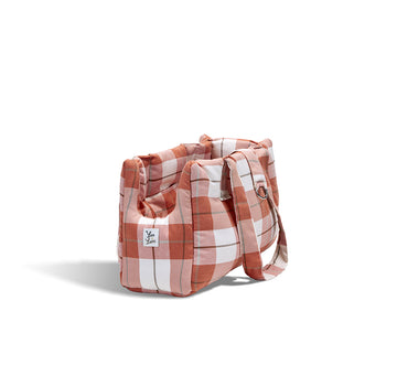 Borsa Cotone Panama Scozzese Trama Rosa Pesca
