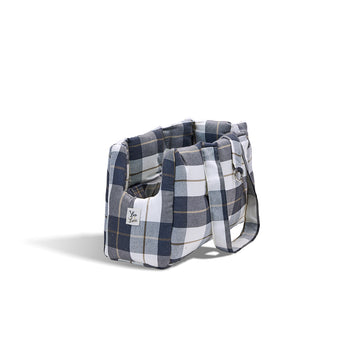 Borsa Cotone Panama Scozzese Trama Grigio