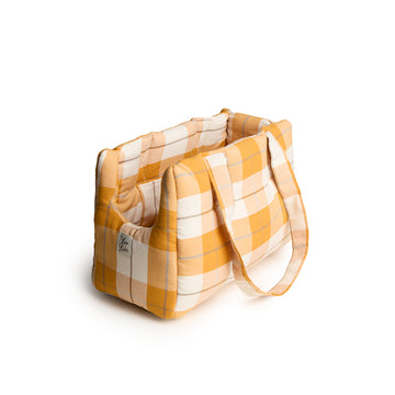 Borsa Cotone Panama Scozzese Trama Senape