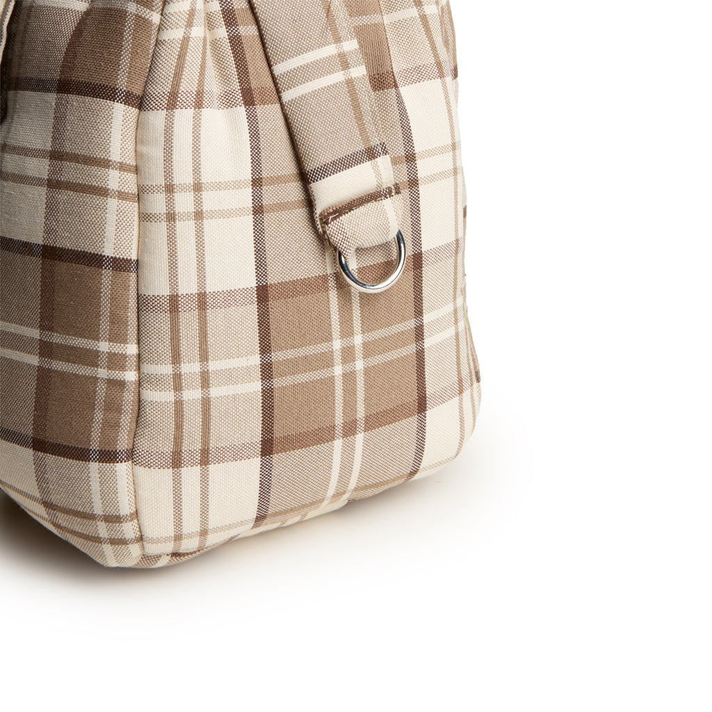 Borsa Cotone Panama Scozzese Trama Nocciola