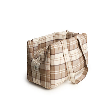 Borsa Cotone Panama Scozzese Trama Nocciola