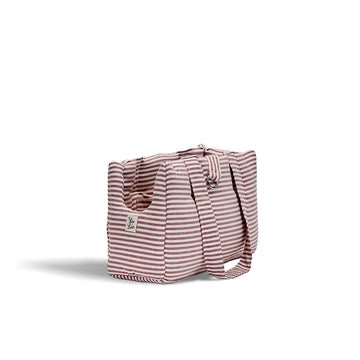 Borsa Cotone Righe Strette Bordeaux