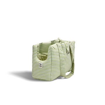 Borsa Cotone Righe Strette Pistacchio