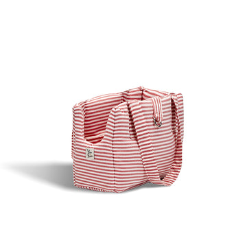 Borsa Cotone Righe Strette Rosso