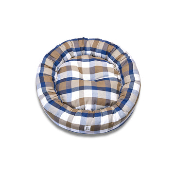 Cuccia Tonda Cotone Panama Scozzese Quadro Beige Bluette