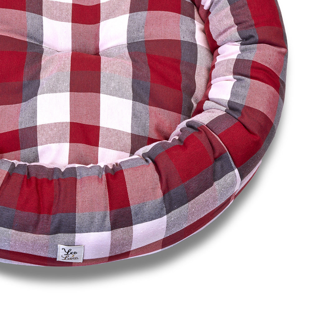 Cuccia Tonda Cotone Panama Scozzese Quadro Bordeaux