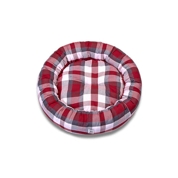 Cuccia Tonda Cotone Panama Scozzese Quadro Bordeaux