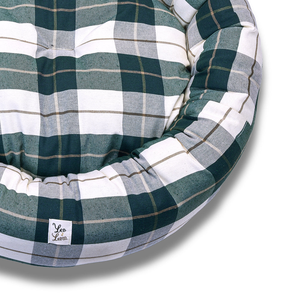 Cuccia Tonda Cotone Panama Scozzese Trama Verde