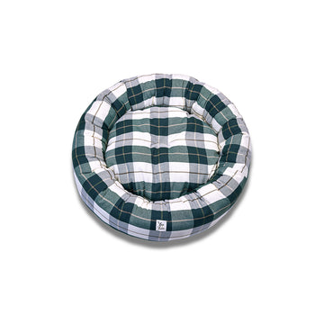 Cuccia Tonda Cotone Panama Scozzese Trama Verde