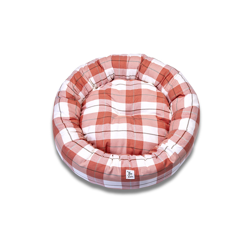 Cuccia Tonda Cotone Panama Scozzese Trama Rosa Pesca