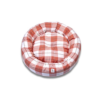 Cuccia Tonda Cotone Panama Scozzese Trama Rosa Pesca