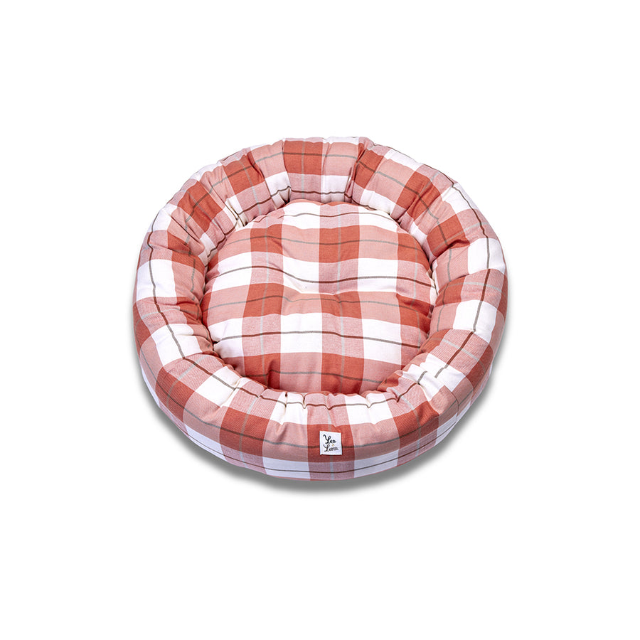 Cuccia Tonda Cotone Panama Scozzese Trama Rosa Pesca