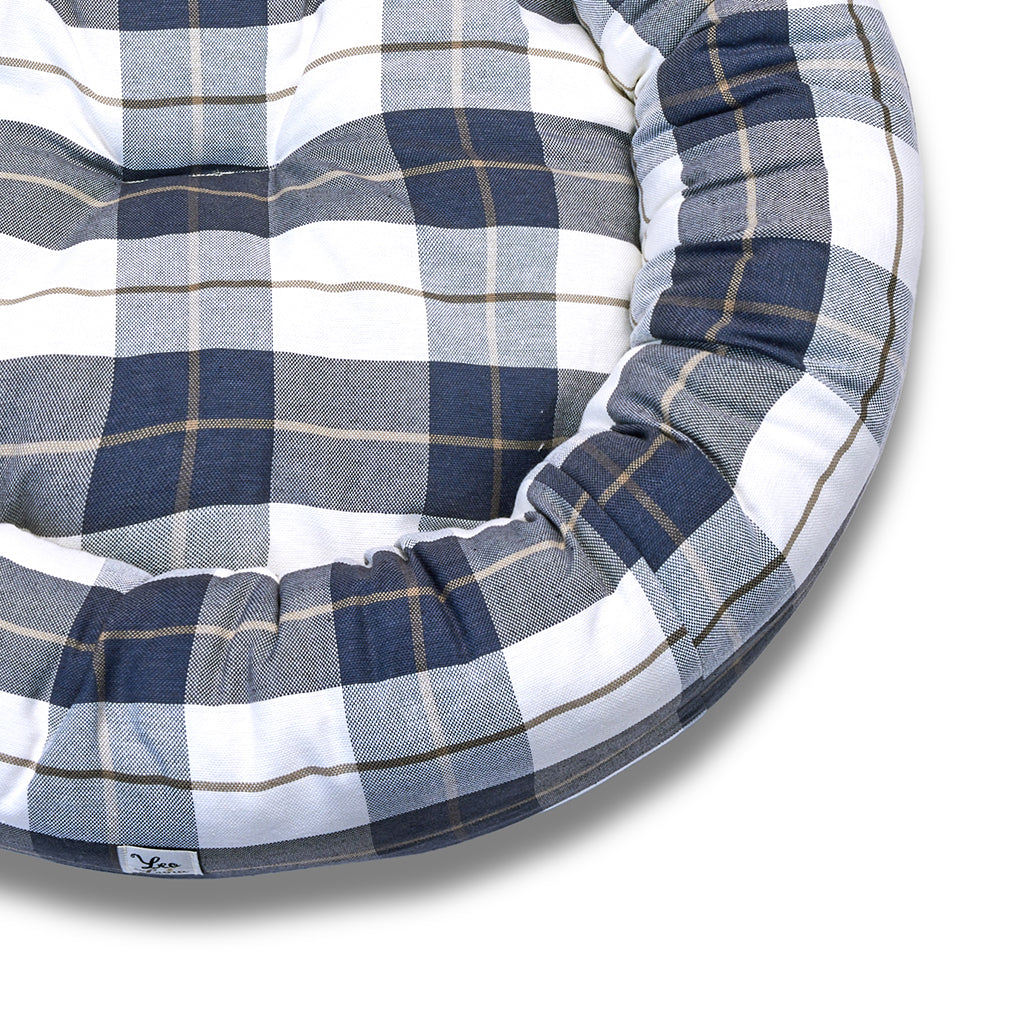Cuccia Tonda Cotone Panama Scozzese Trama Grigio