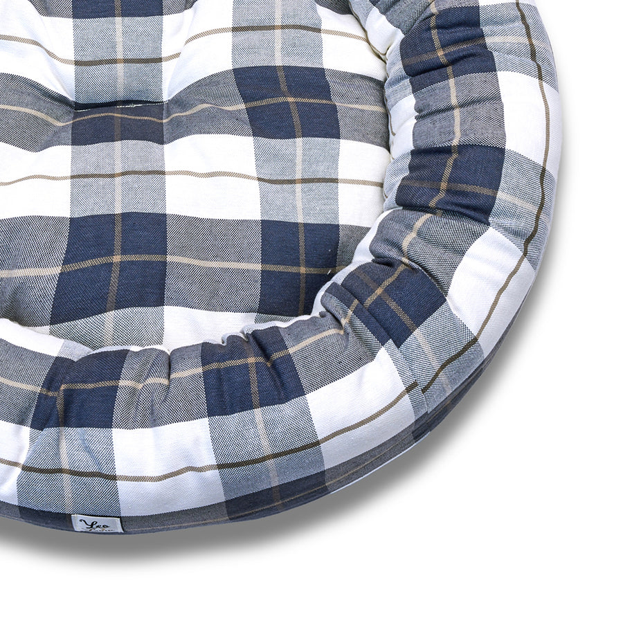 Cuccia Tonda Cotone Panama Scozzese Trama Grigio