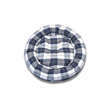Cuccia Tonda Cotone Panama Scozzese Trama Grigio