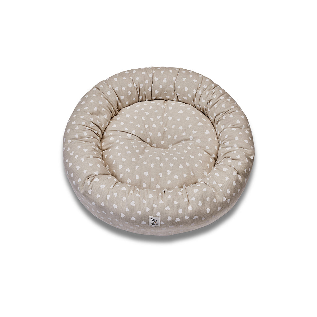 Cuccia Tonda Cotone Panama Little Love Heart White