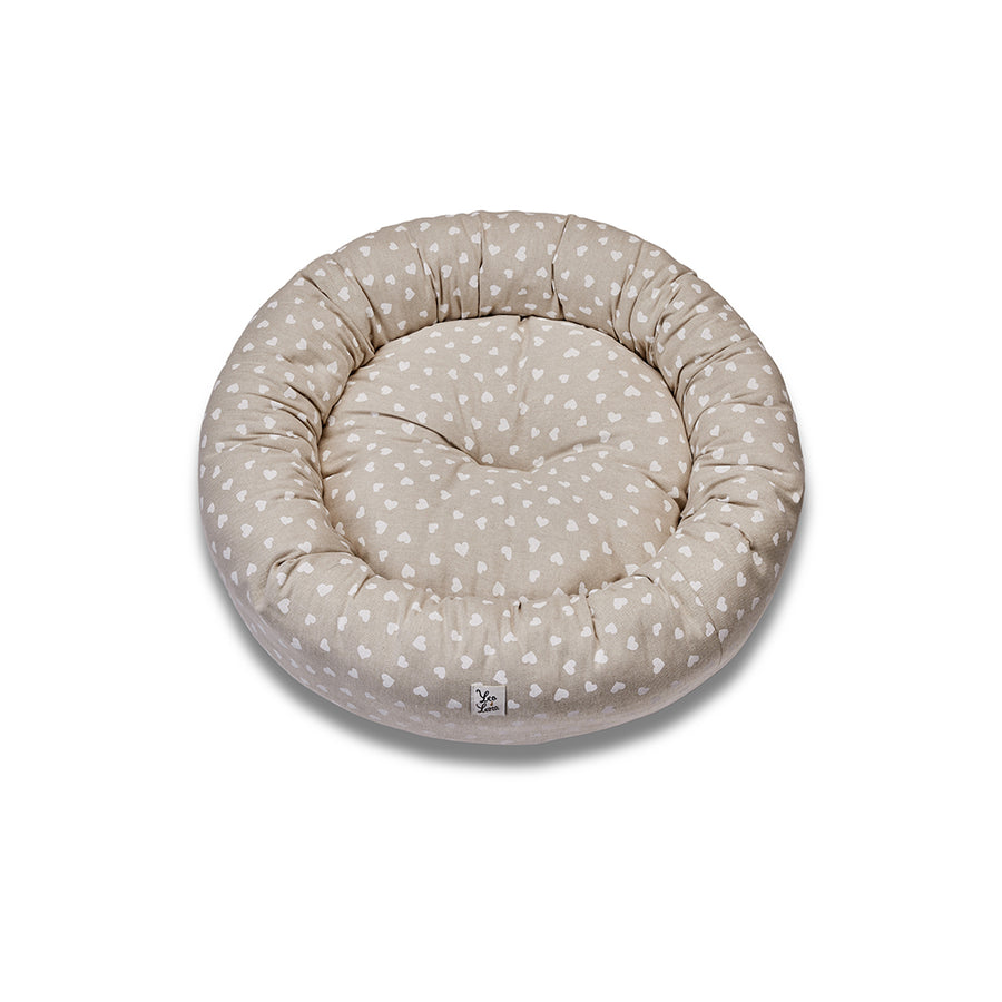 Cuccia Tonda Cotone Panama Little Love Heart White