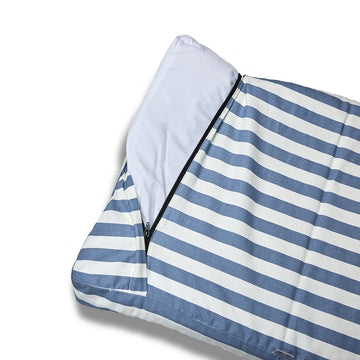 Cover Materassino Sfoderabile Cotone Premium Riga Larga Azzurro