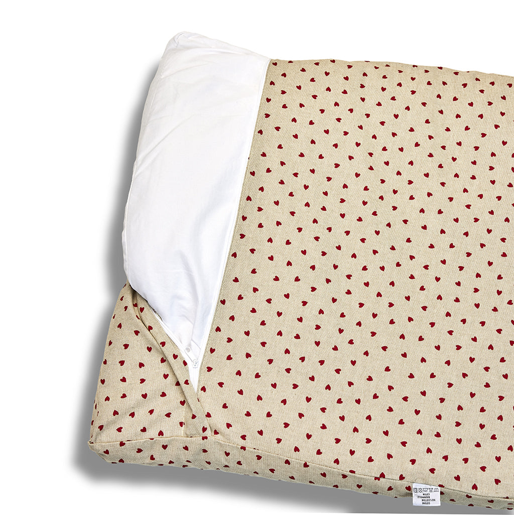 Cover Materassino Cotone Panama Premium Cuoricini Rossi